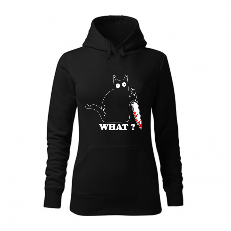 Katze Was? Schwarzes Damen Sweatshirt