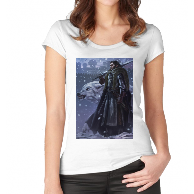Jon Snow a Vlk Ghost Dámske Tričko