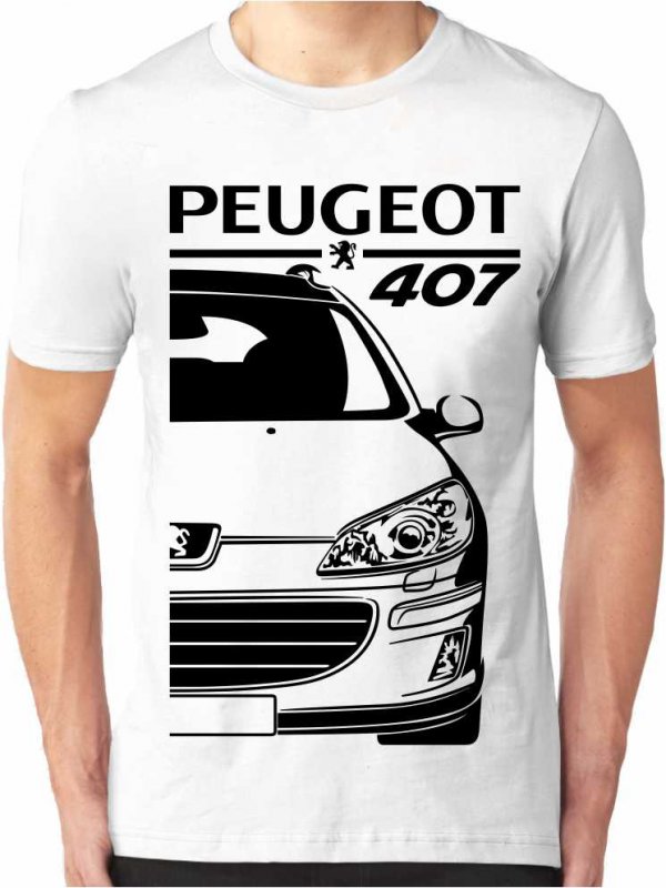 S -40% White Peugeot 407 Mannen T-shirt